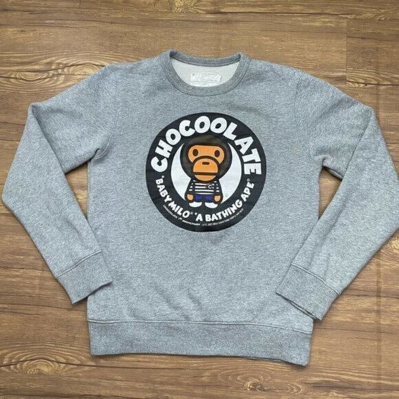 Bape A Bathing Ape Baby Milo Chocoolate 7TH Anniversary 2013 Sweatshirt Medium - Picture 1 of 10
